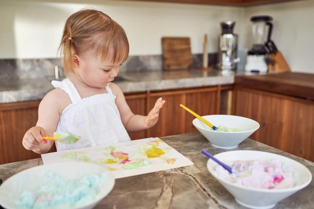 Child doing a craft project
